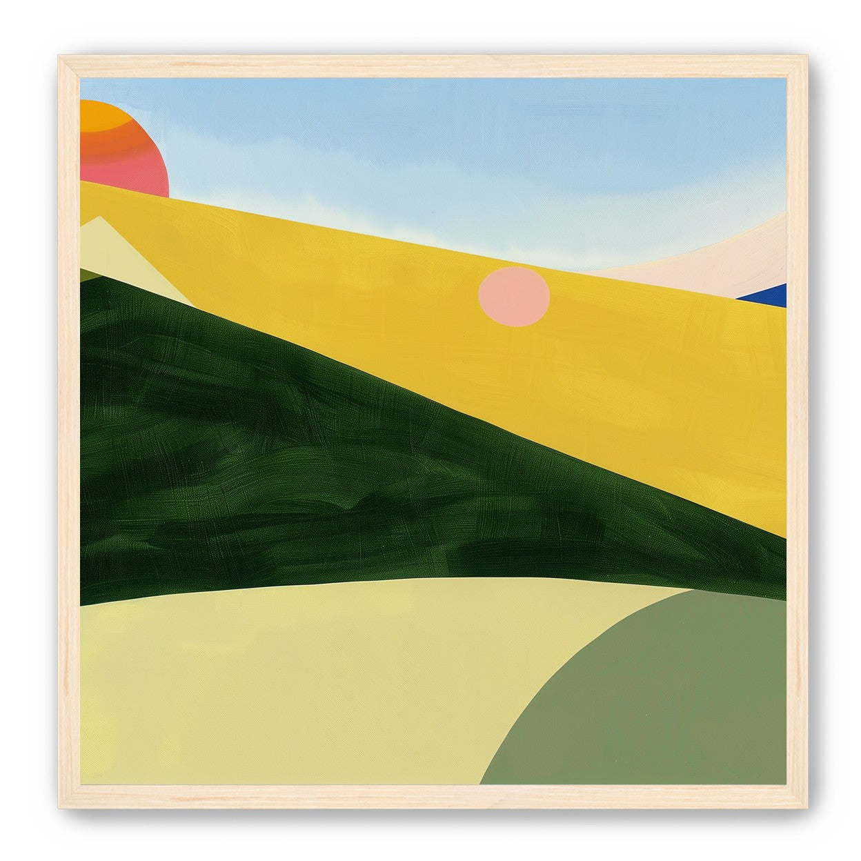 Three suns over rolling hills