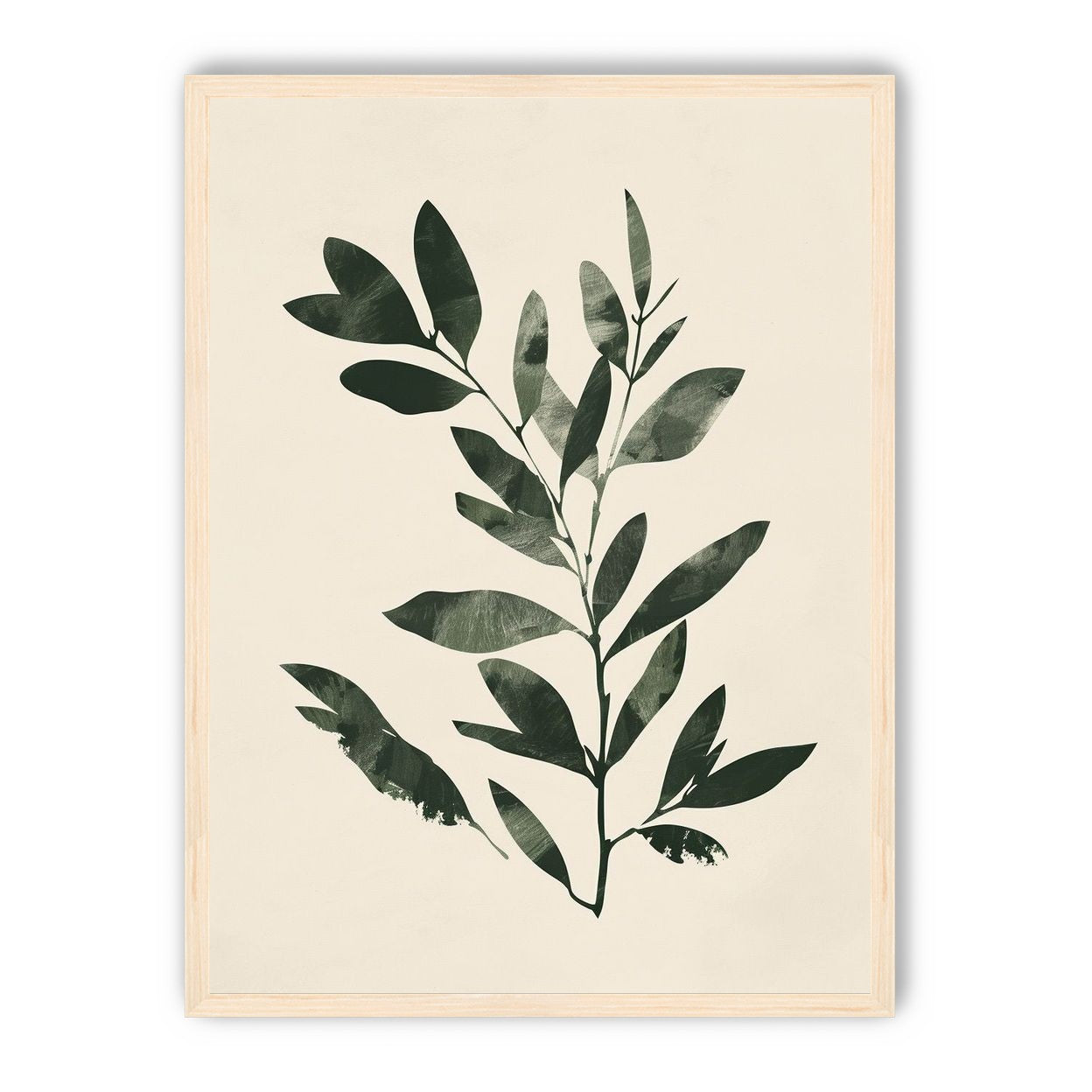 Dark green leaves on cream
