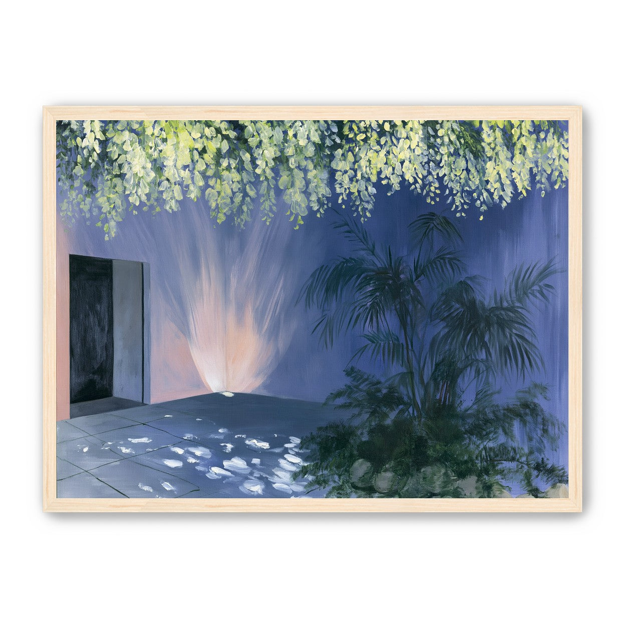 Light beneath hanging blossoms