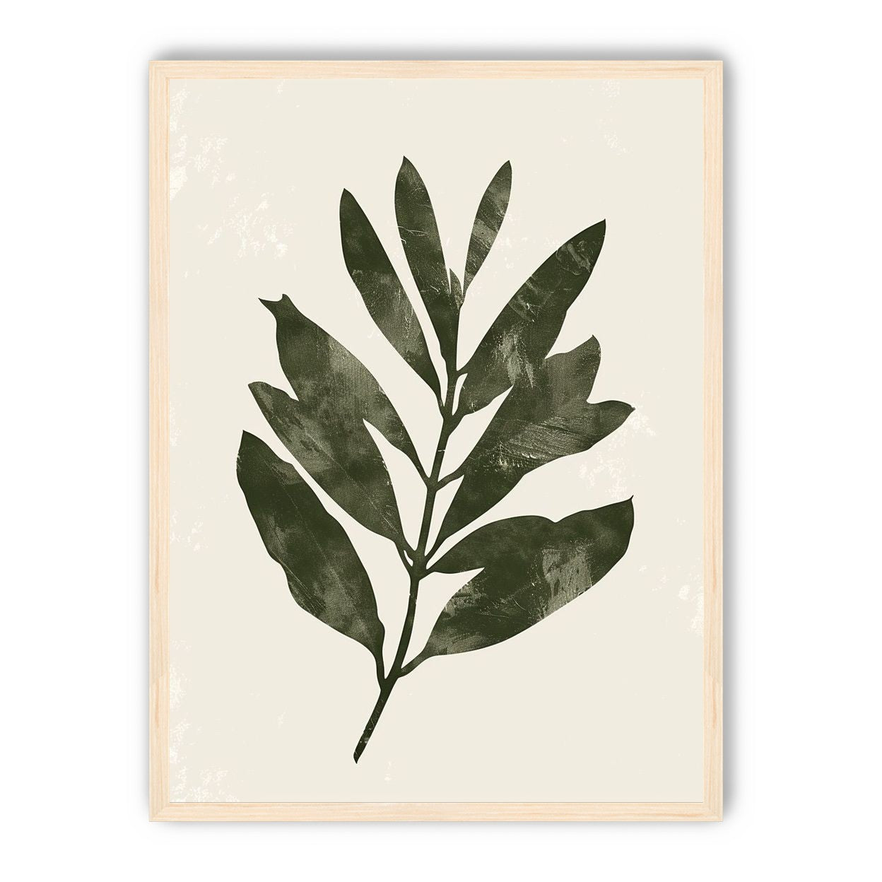 Still branch on pale paper