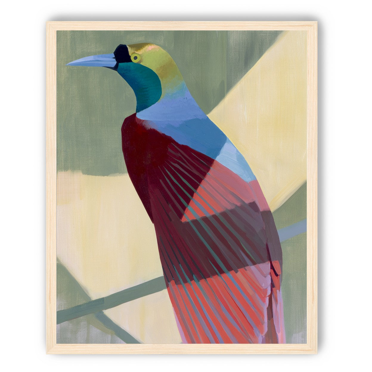 Teal throat on maroon wing