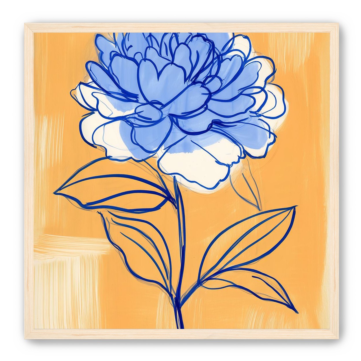 Blue Flower on Orange Field