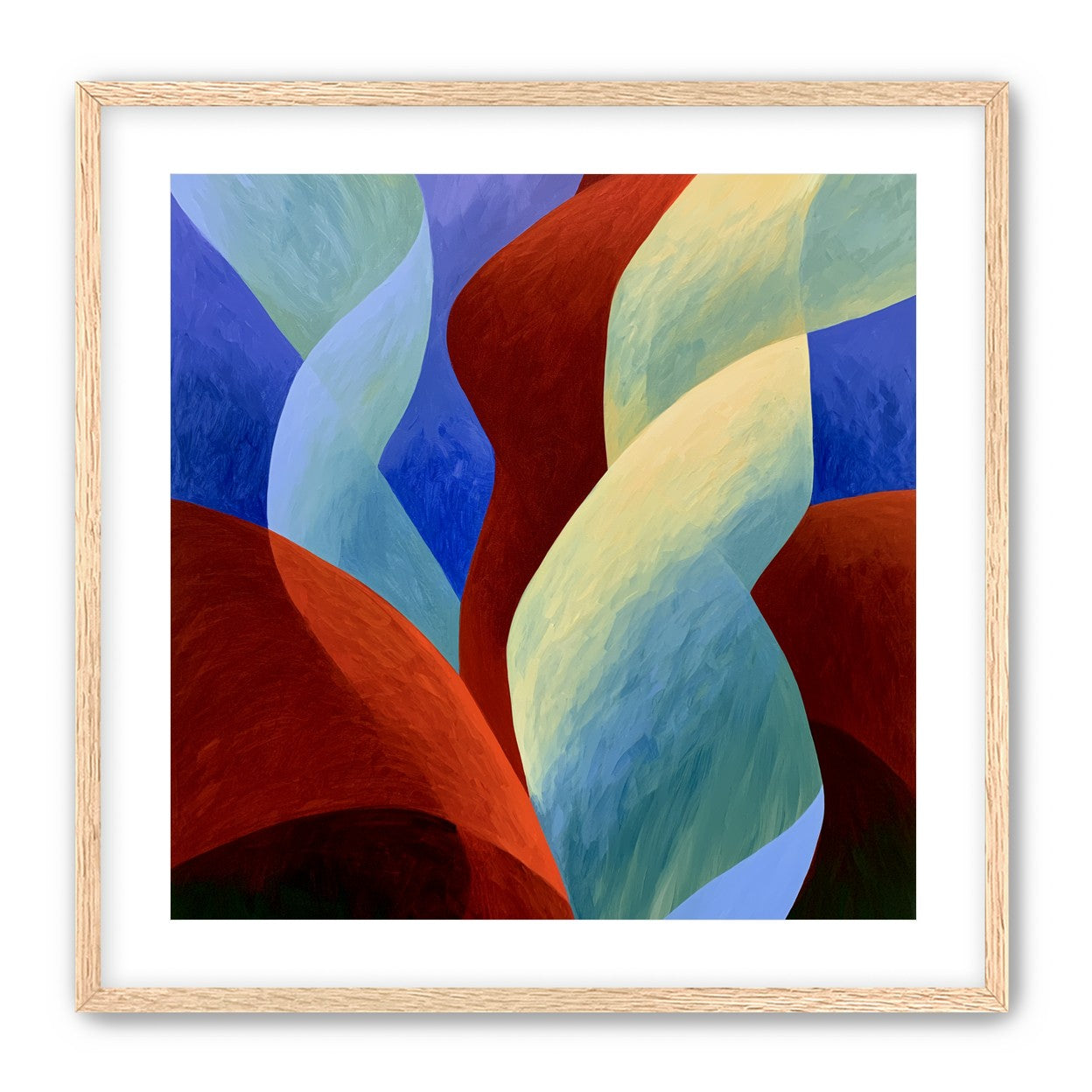 Red slips through cool blues