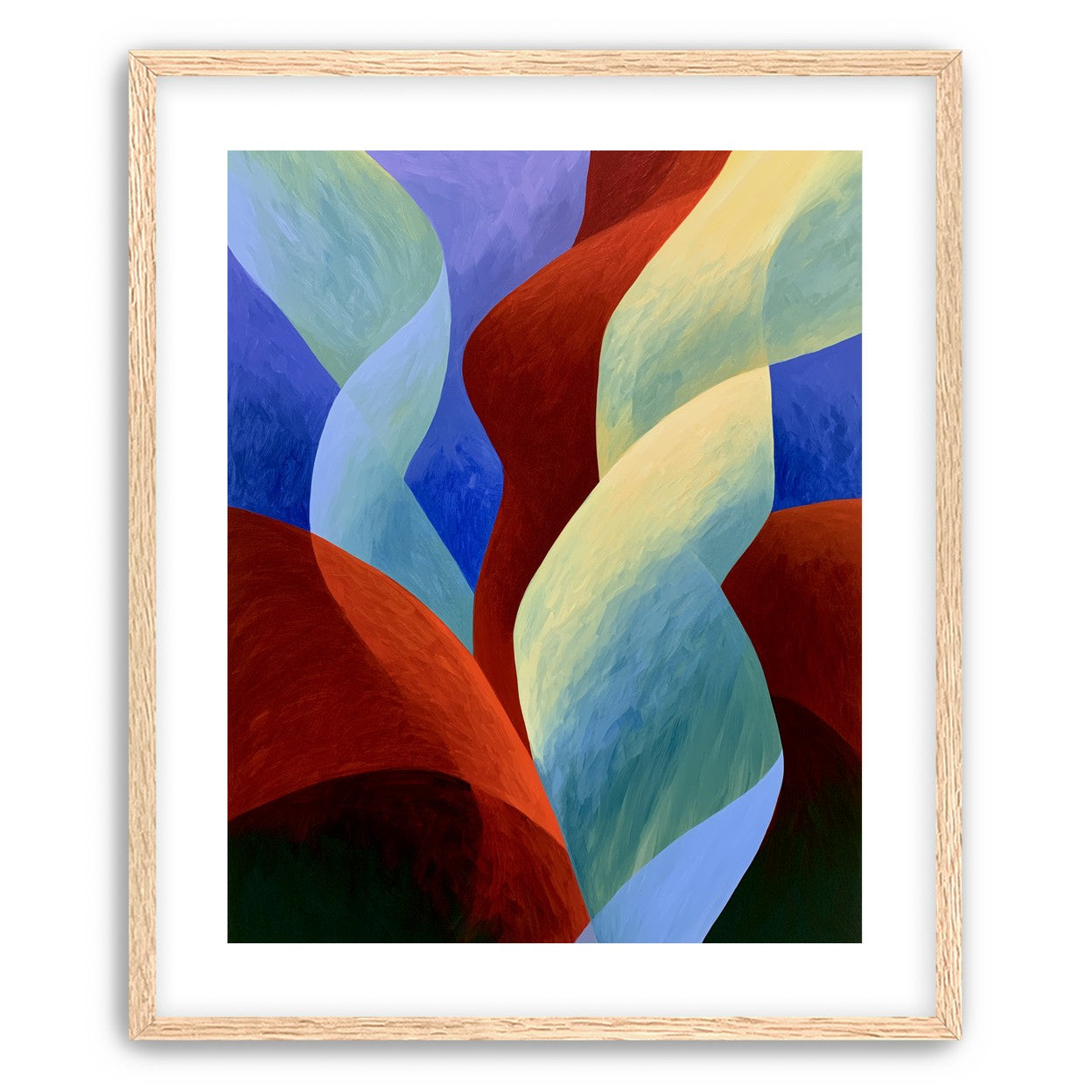 Red slips through cool blues