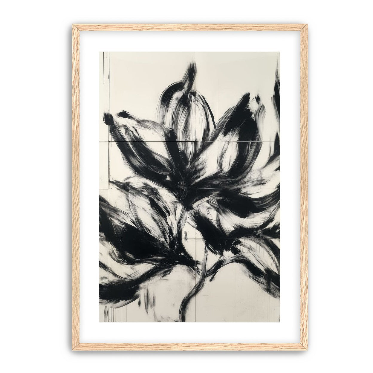 Black petals on pale grid