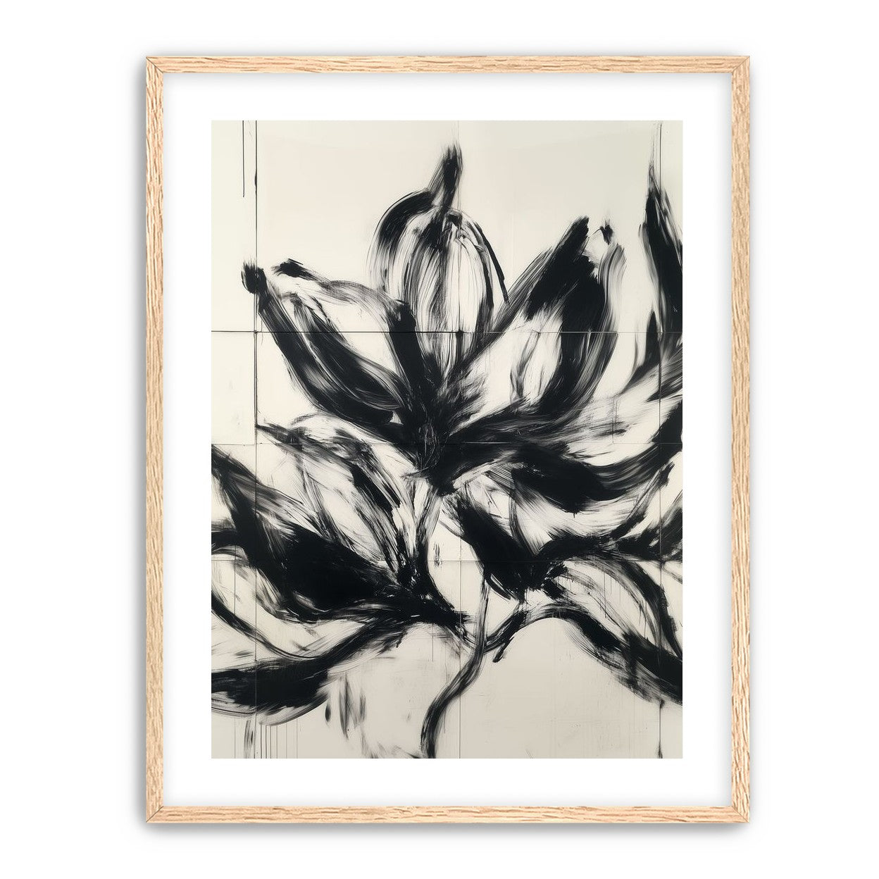 Black petals on pale grid