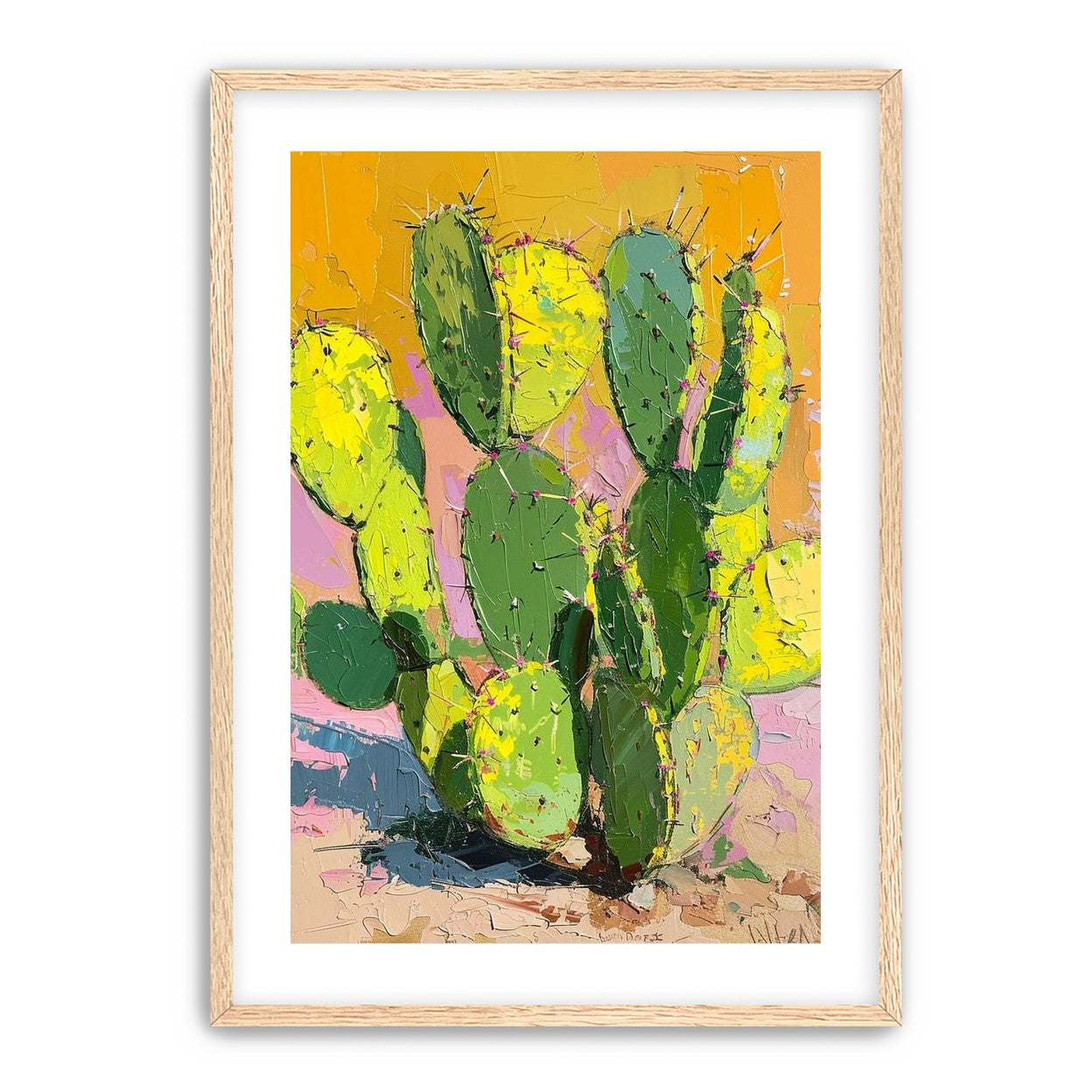 Thick paint on cactus pads