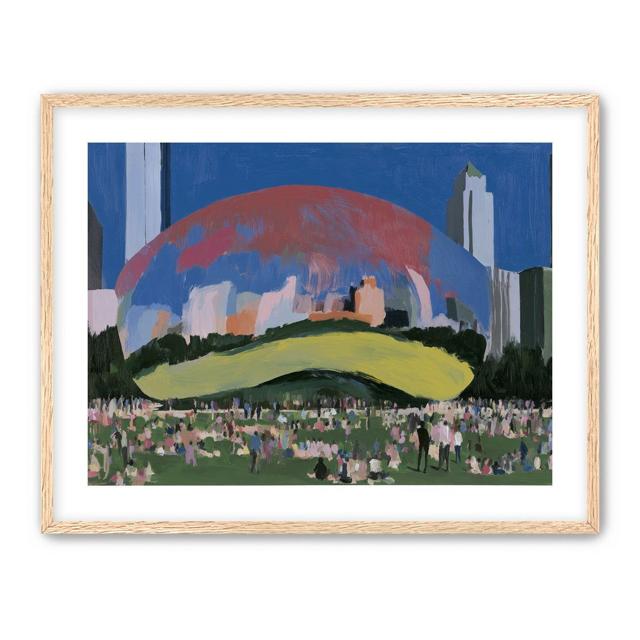 Crowd beneath the curved pavilion