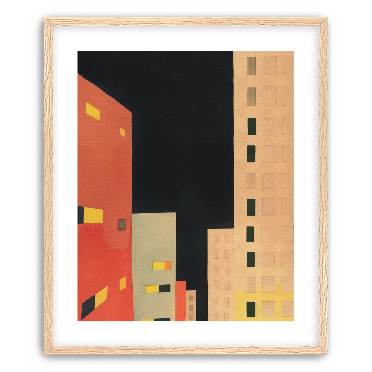 Lit windows in black sky