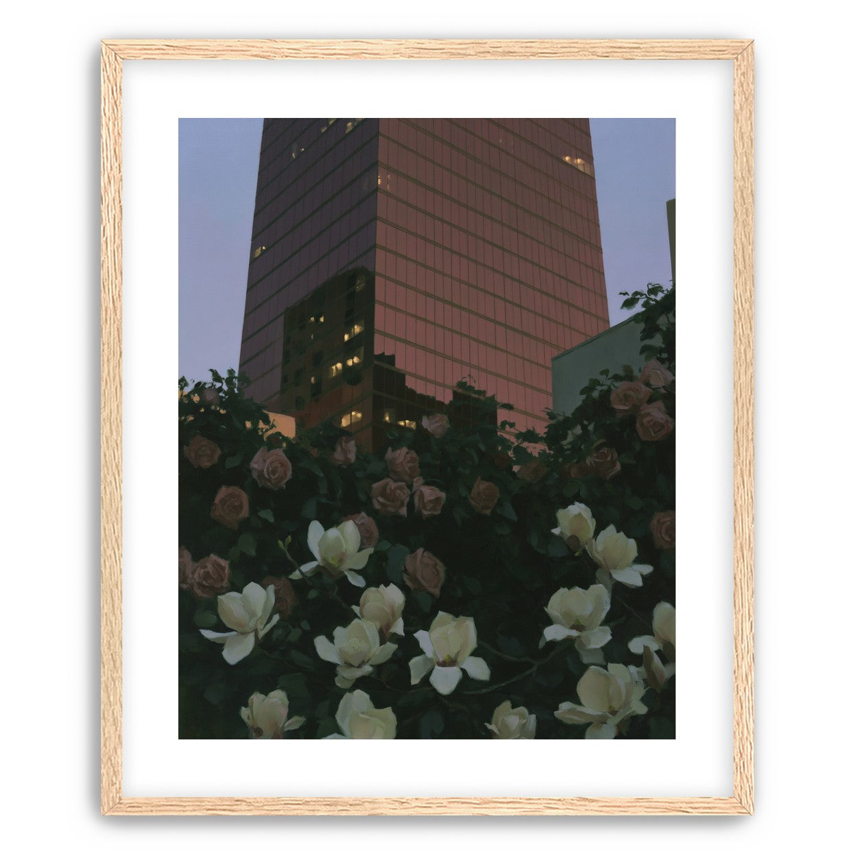 Pink tower above magnolias