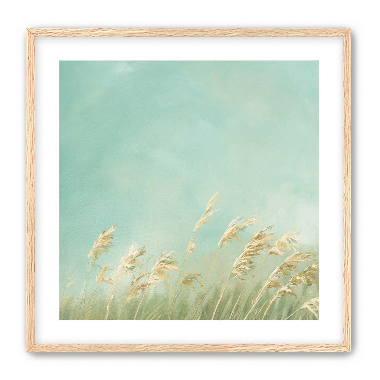 Turquoise sky over pale grass