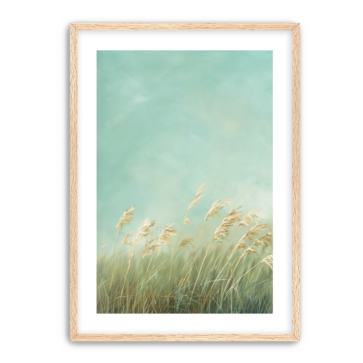 Turquoise sky over pale grass