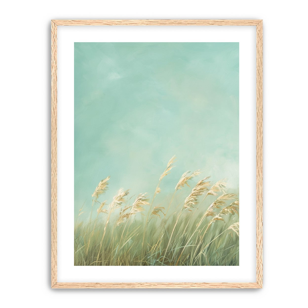 Turquoise sky over pale grass