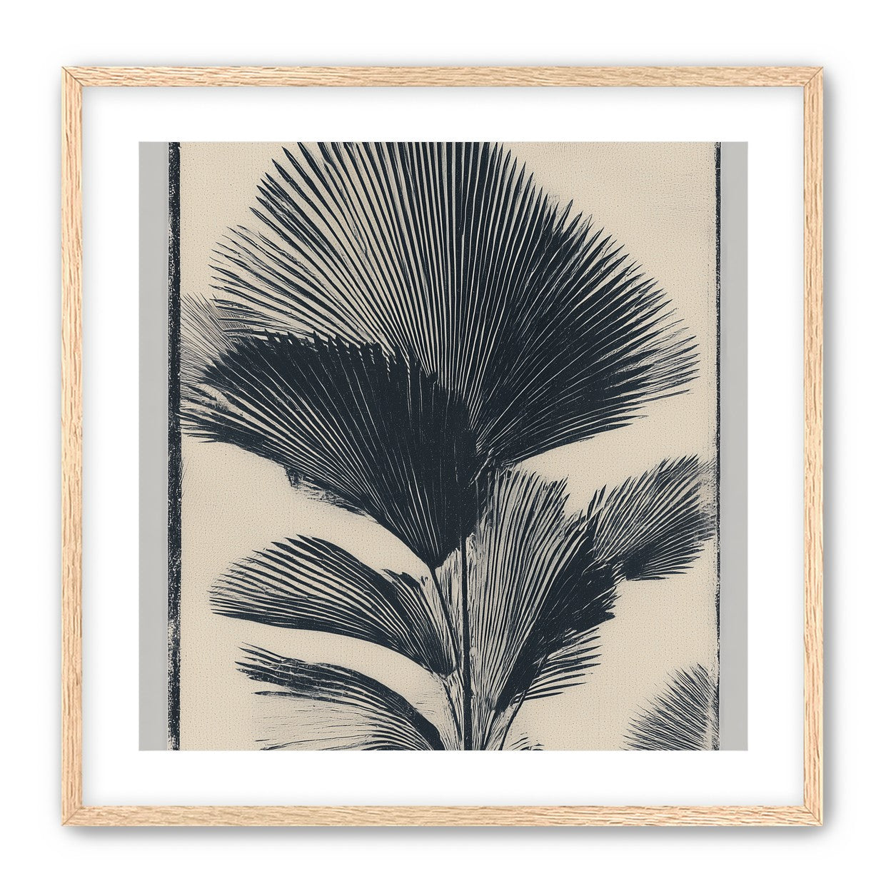 Palm fronds in black ink