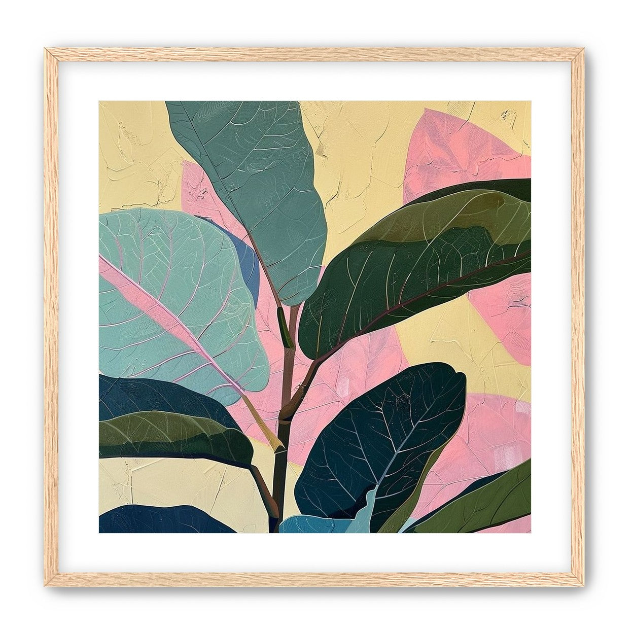 Leaves leaning into pink light