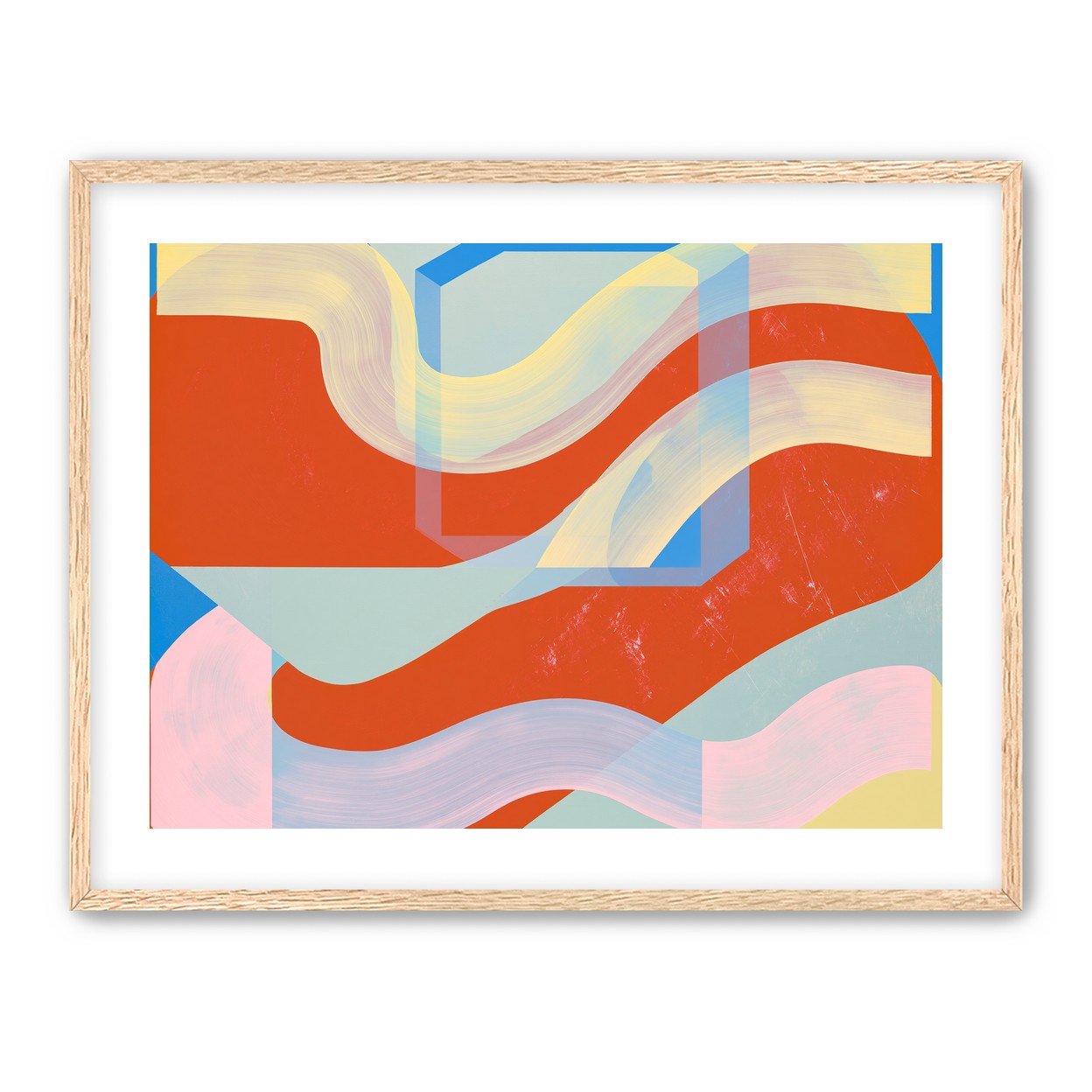Translucent bands over red blocks