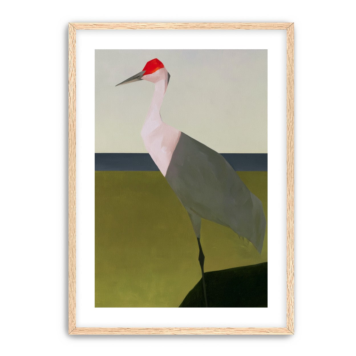 Red crown crane at the shore