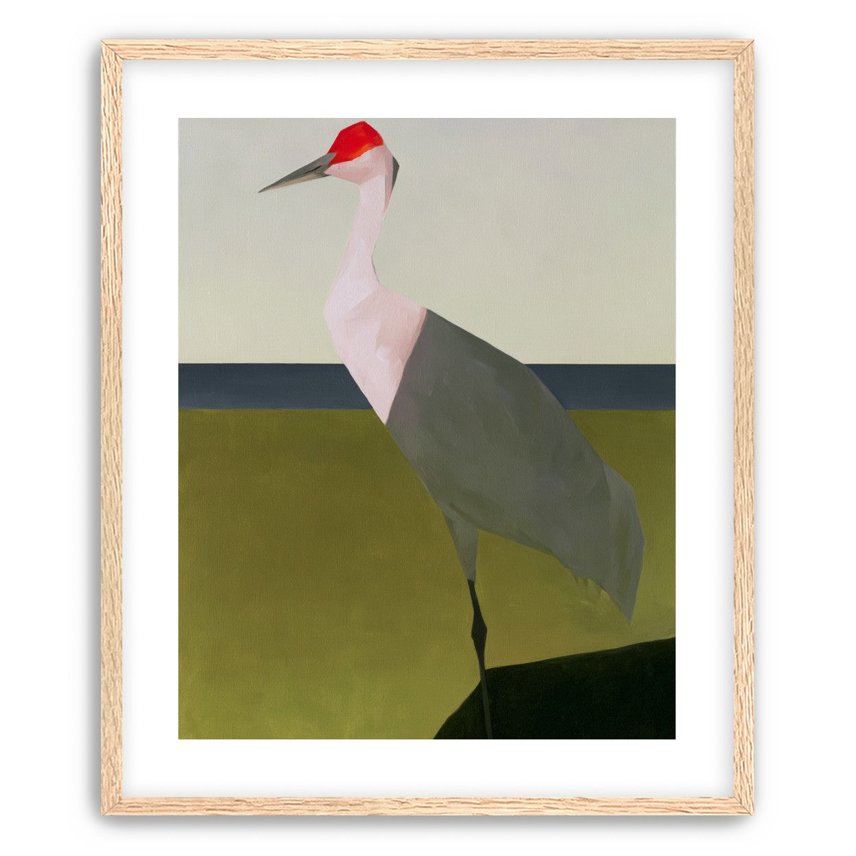 Red crown crane at the shore