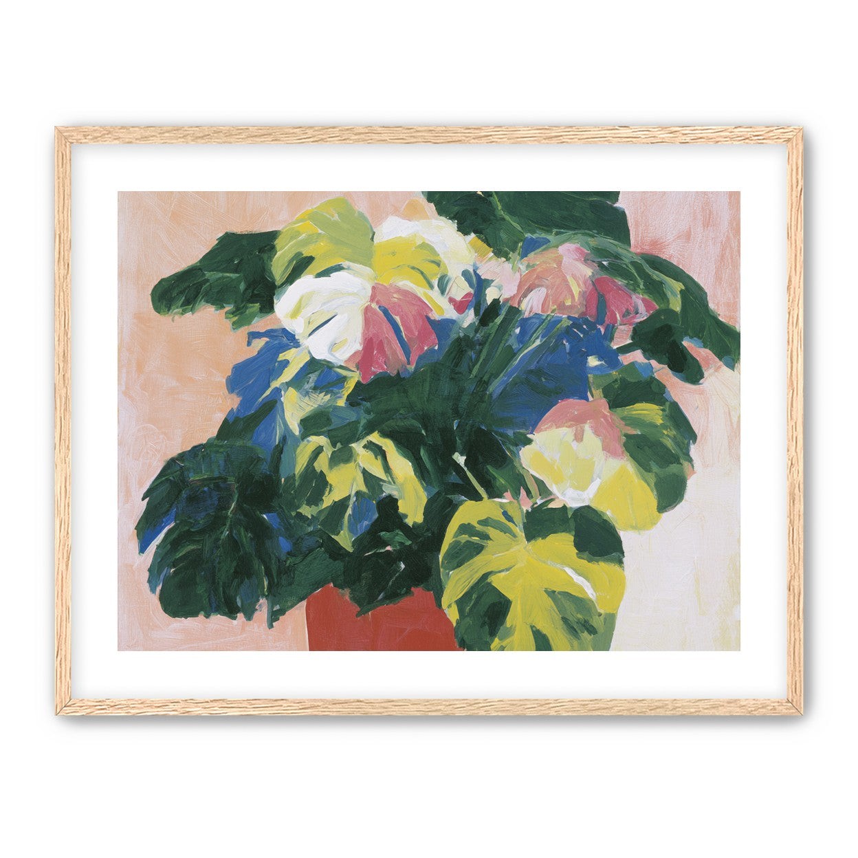 Red pot under heavy leaves