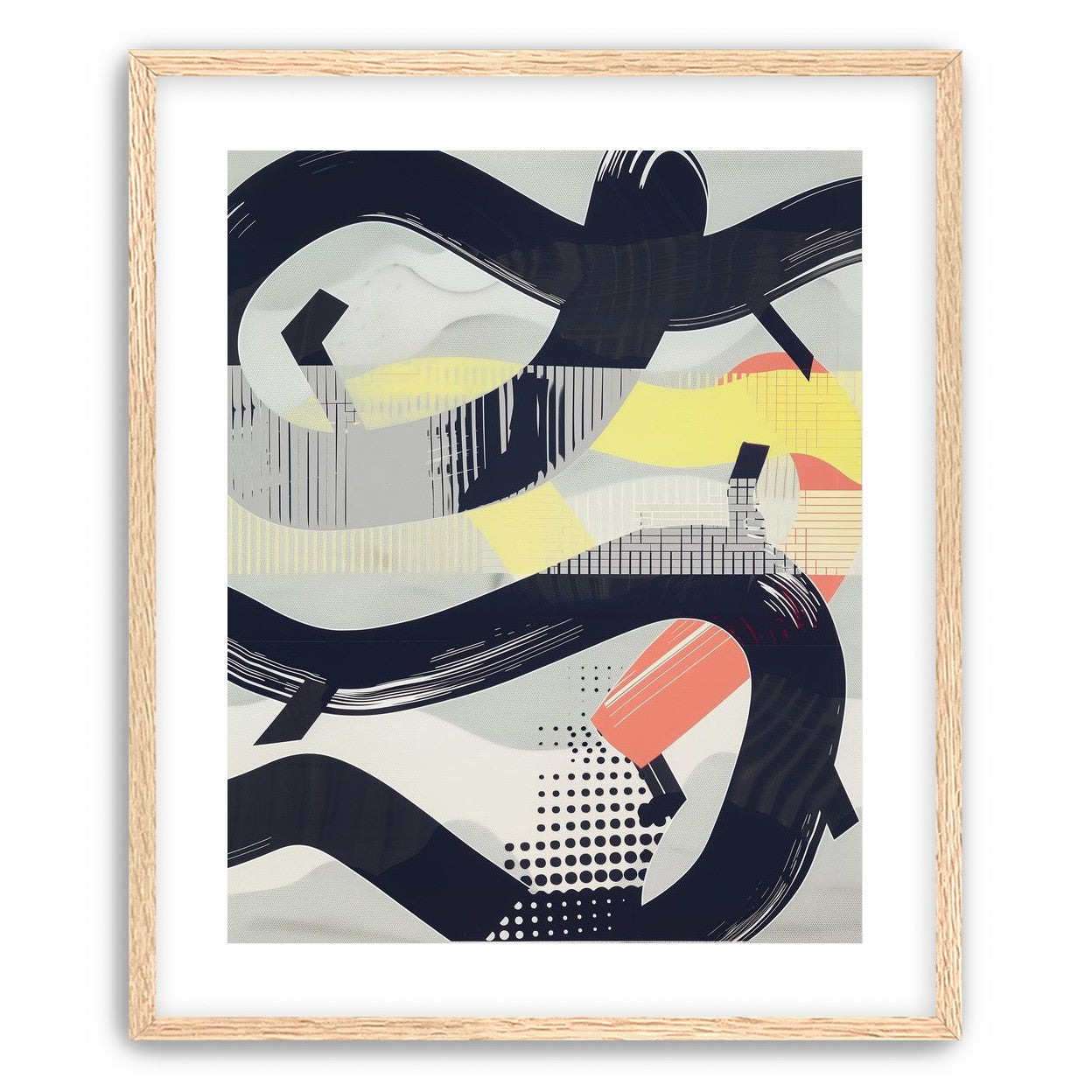 Black loops over yellow blocks