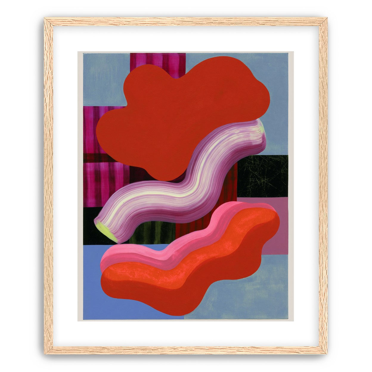 Layered red forms on grid