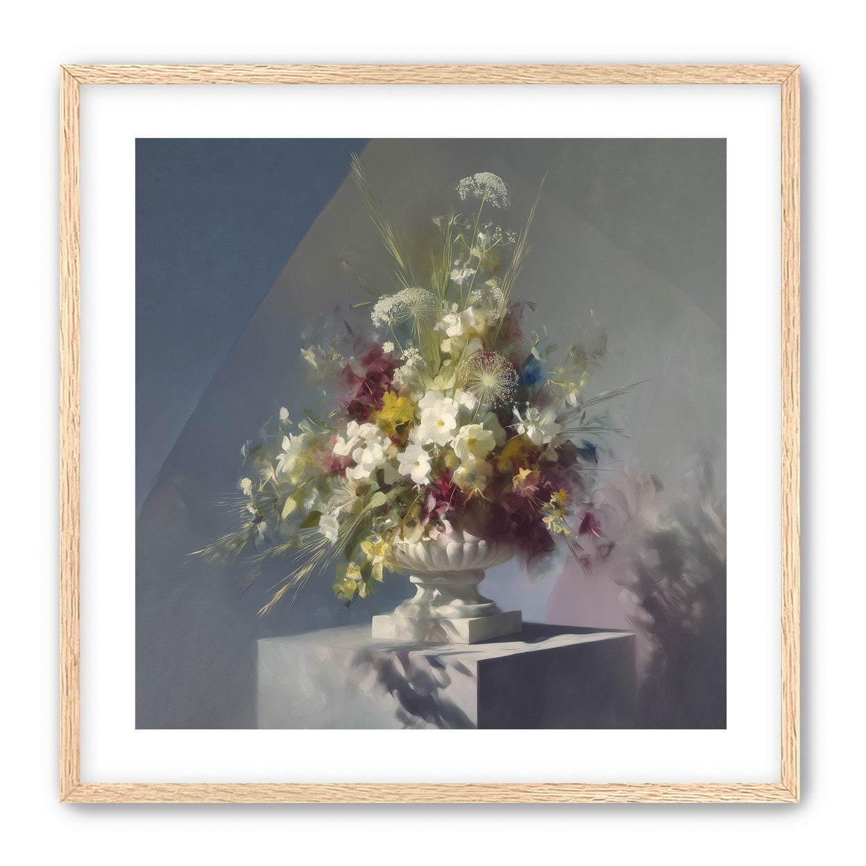 White urn within angled light