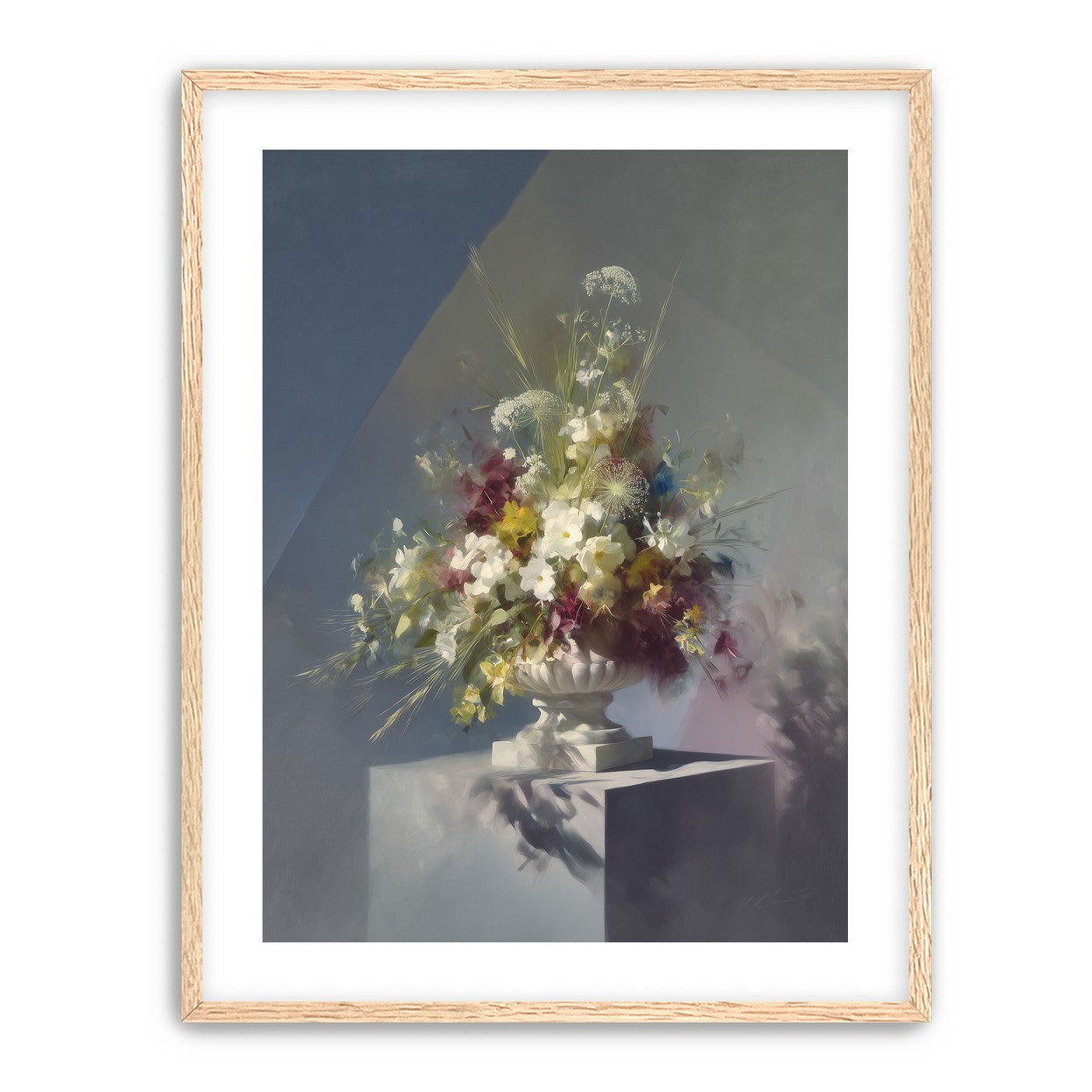White urn within angled light