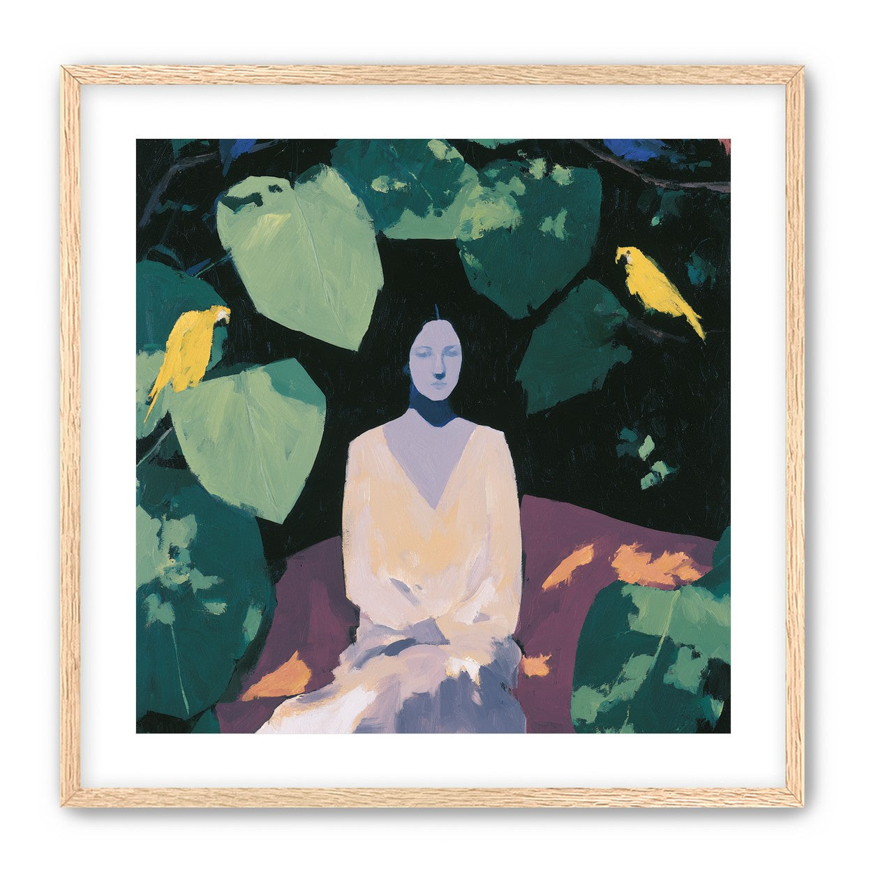 Pale dress under green leaves
