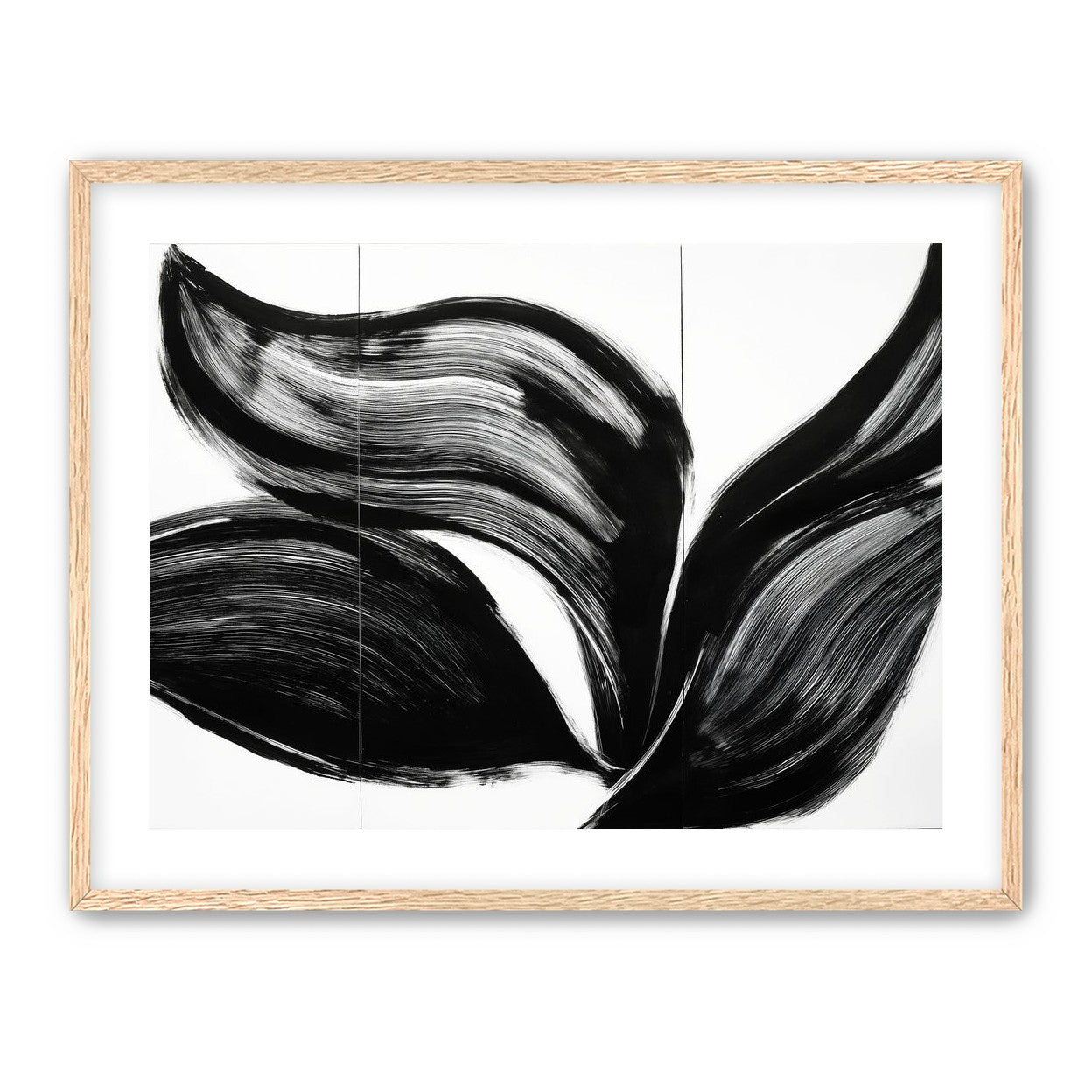 Three petals in black ink