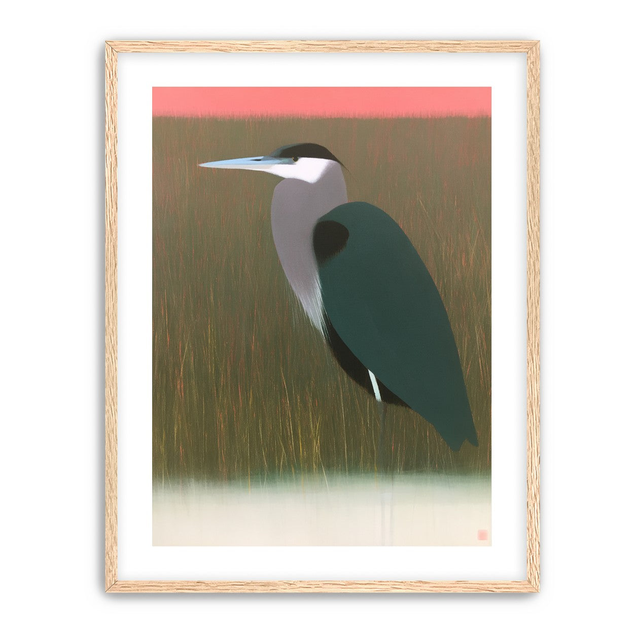 Heron in pink dusk