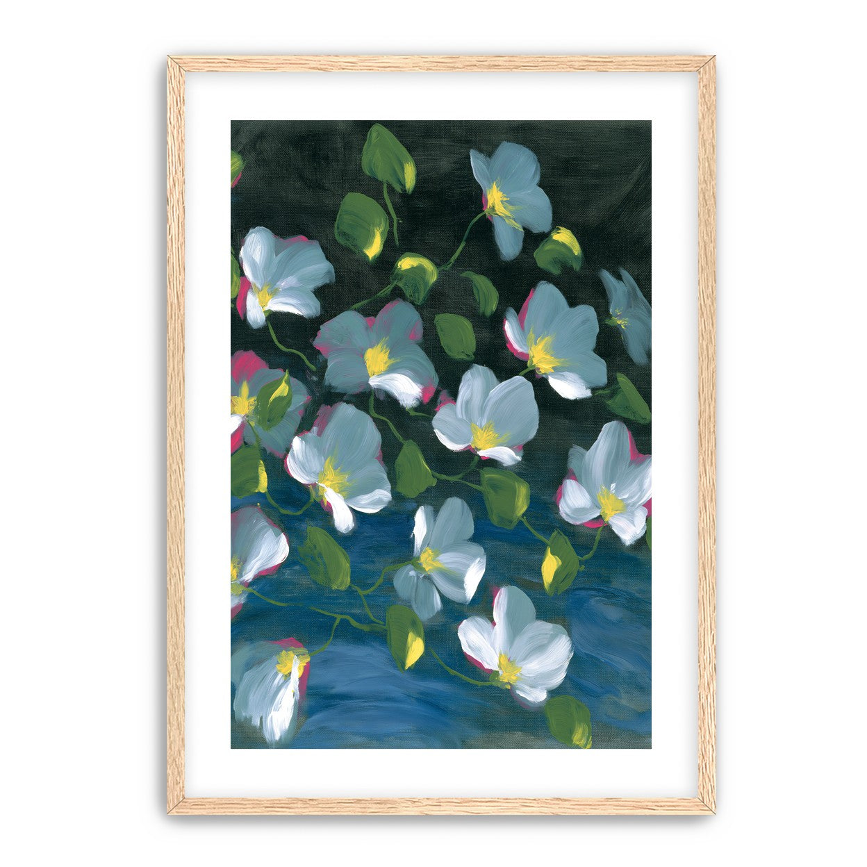 Pale blooms on black