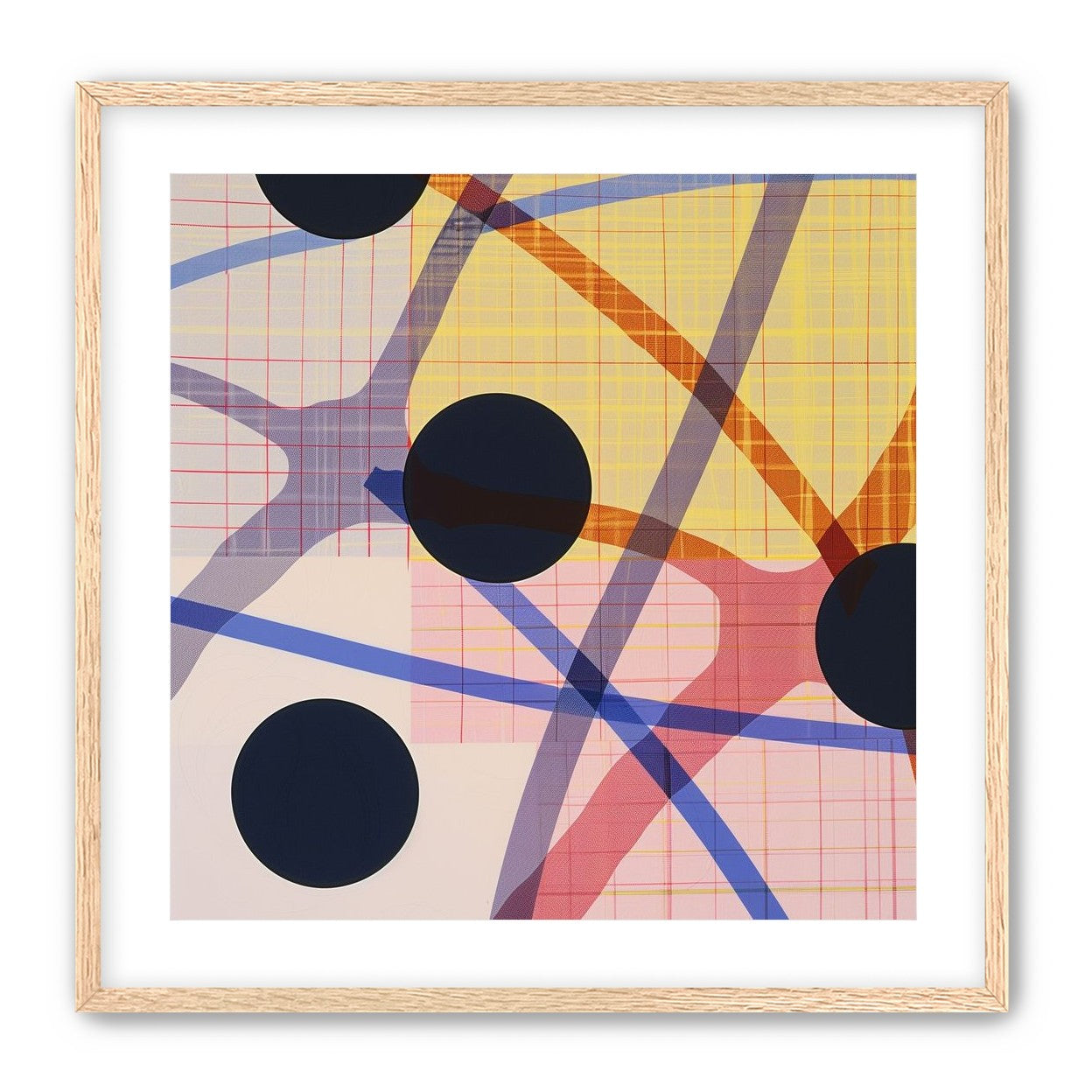Dark circles cut the grid