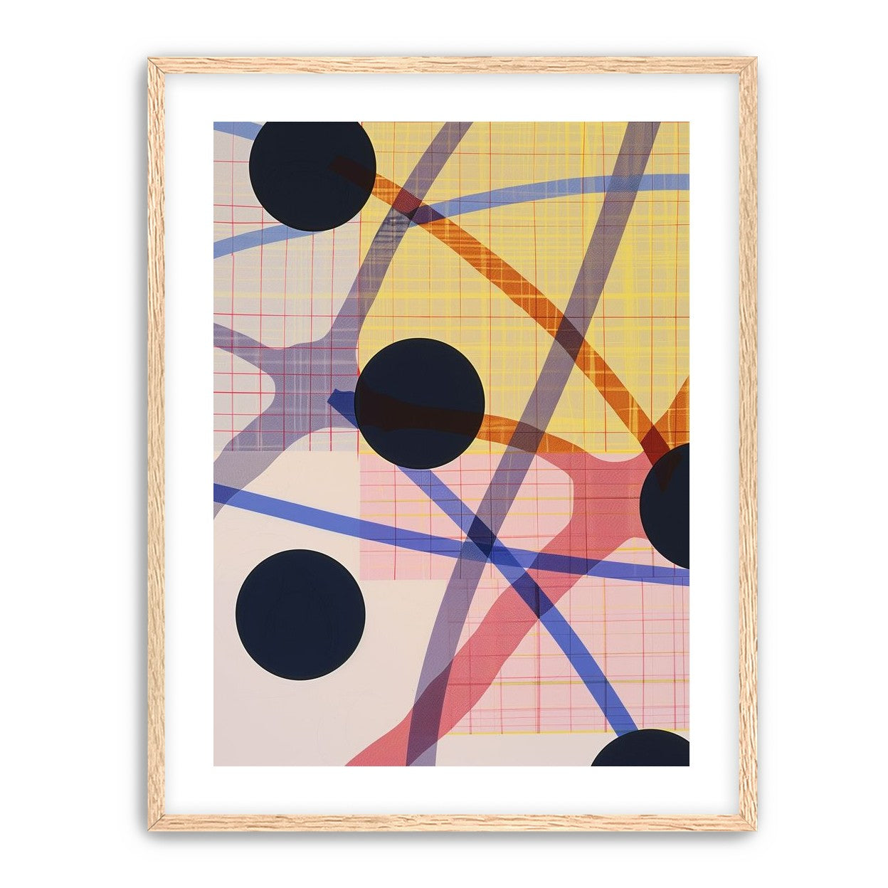 Dark circles cut the grid