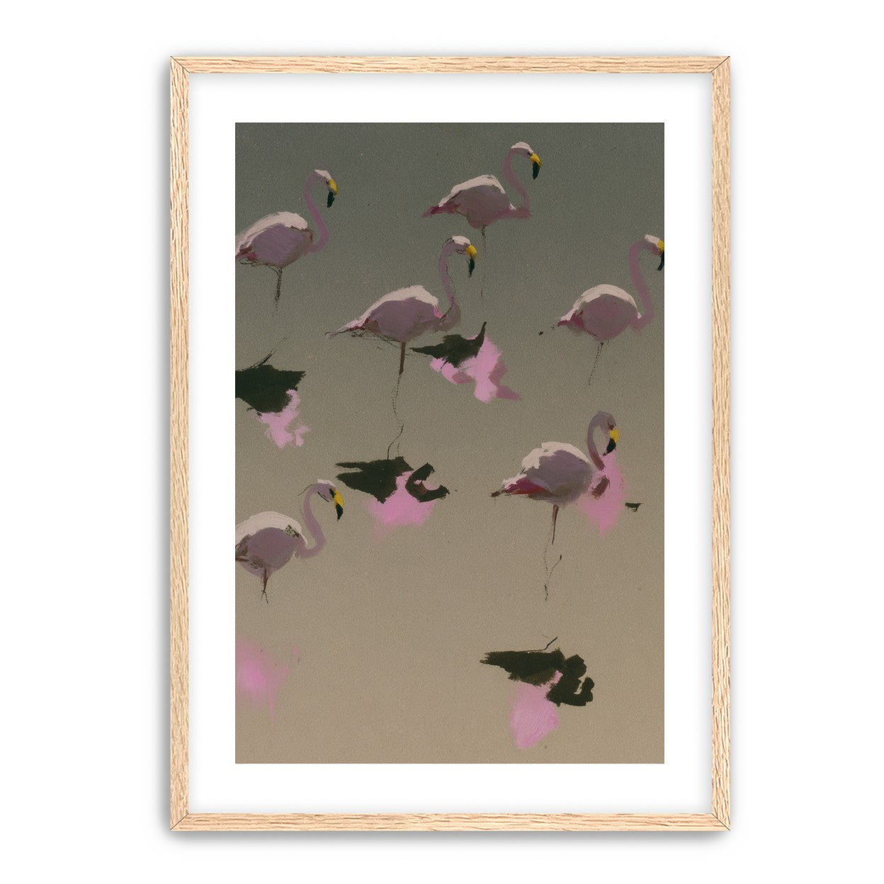 Flamingos in still water