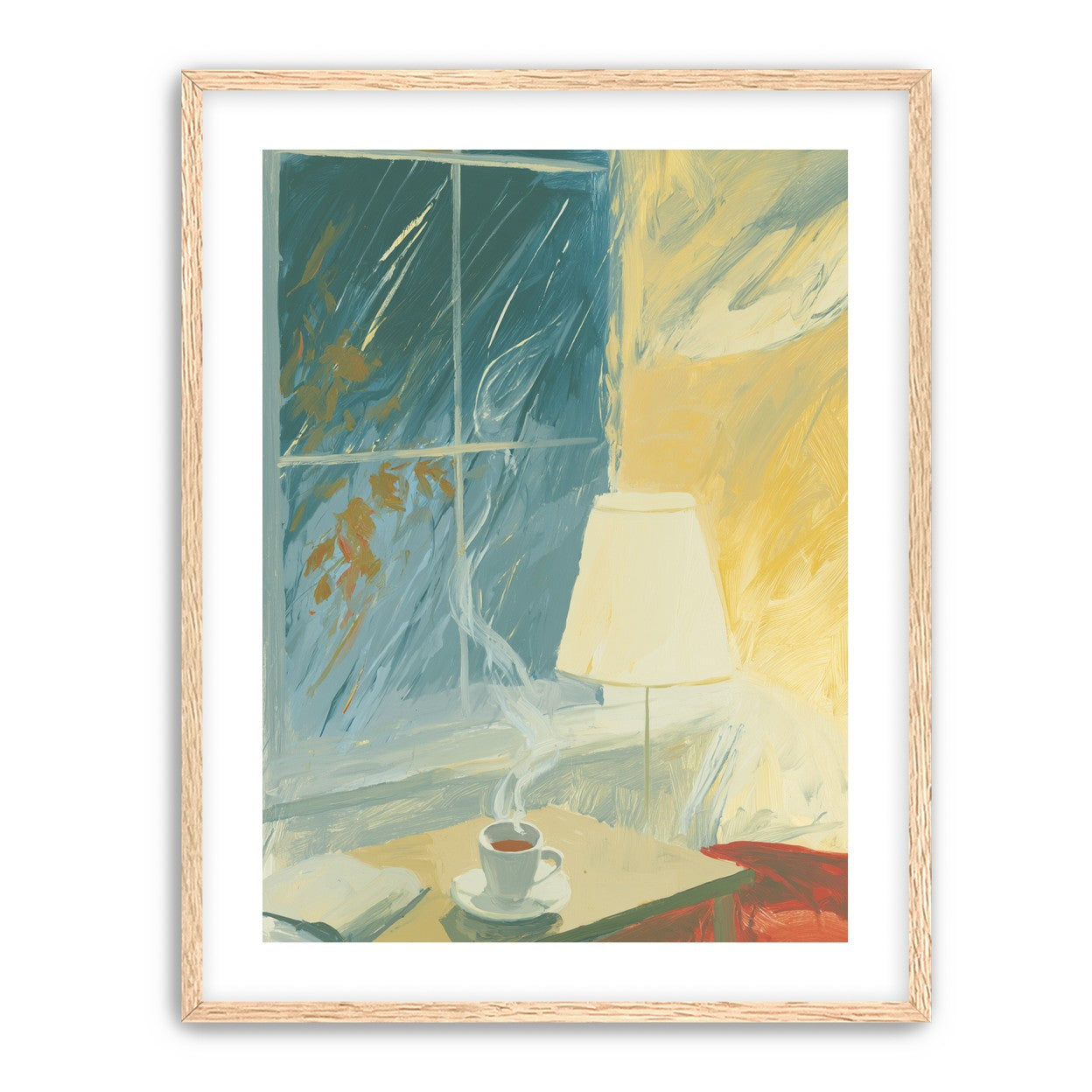 Steam against the rainy window
