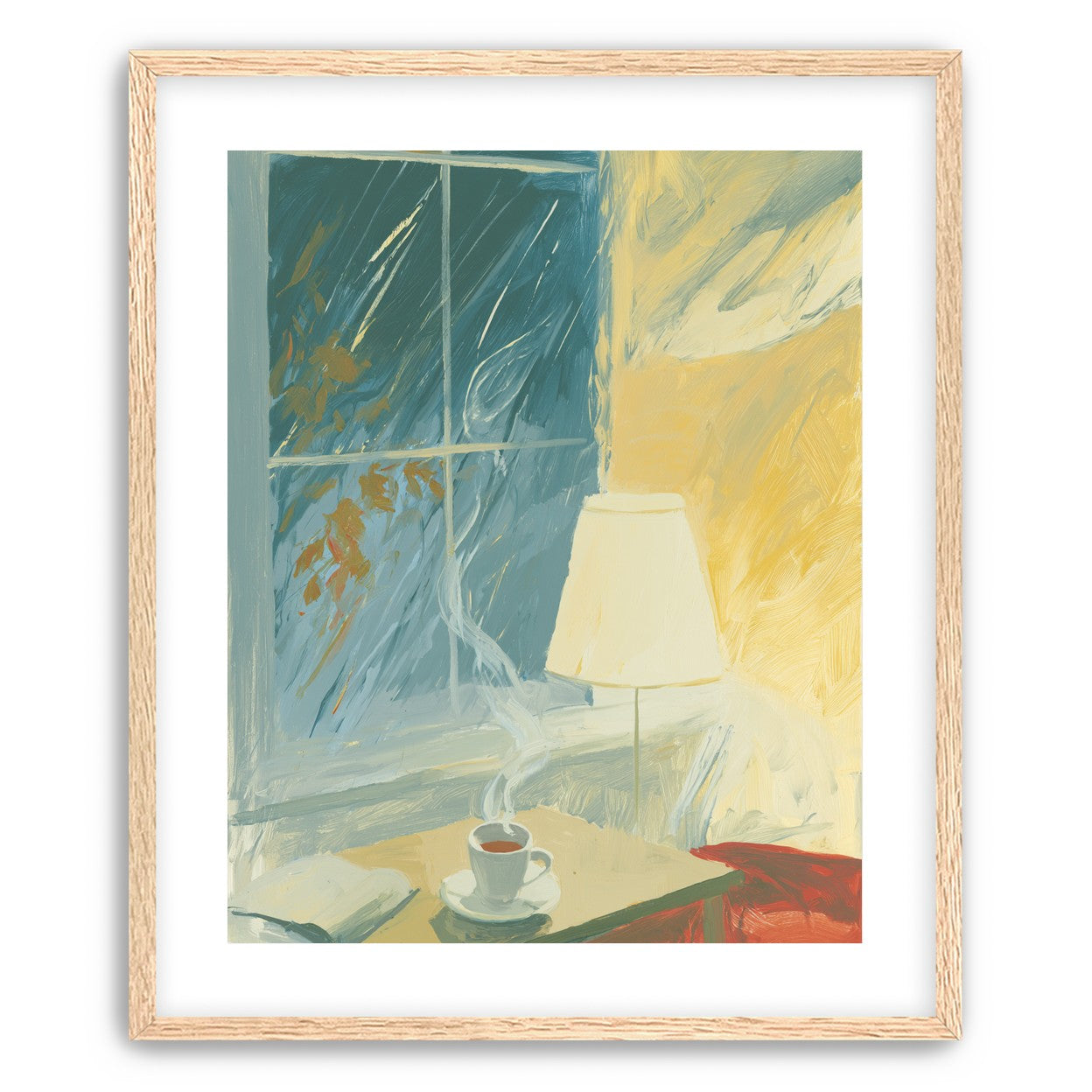 Steam against the rainy window
