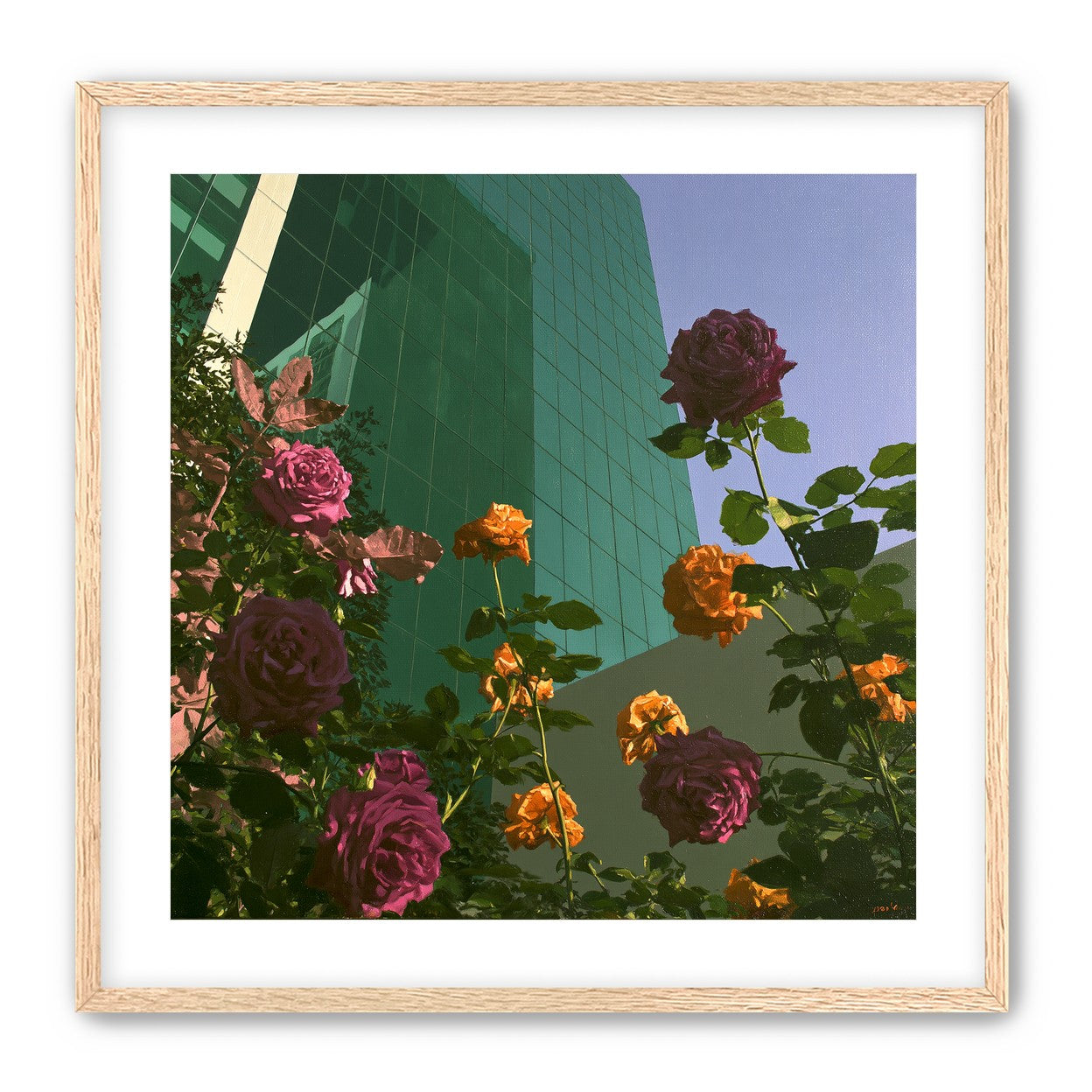 Roses climbing the glass wall