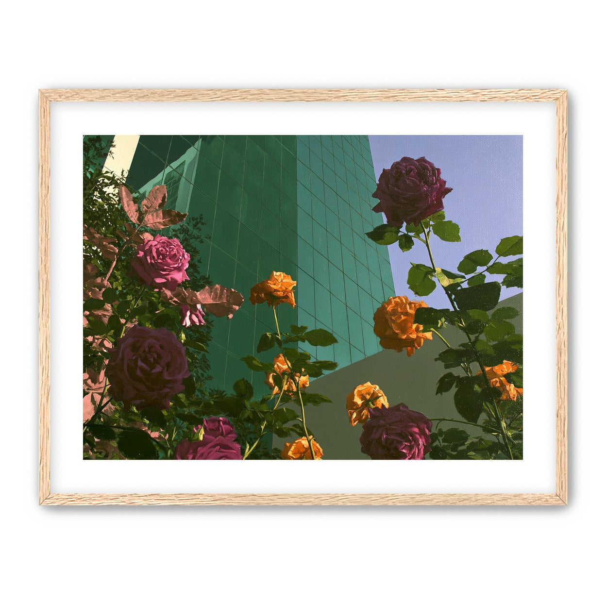 Roses climbing the glass wall
