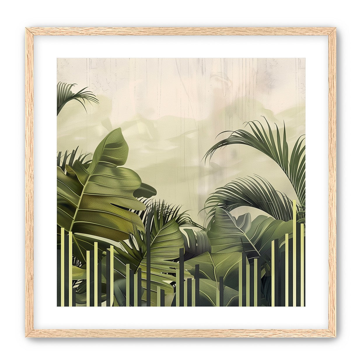Pale sky over green fronds