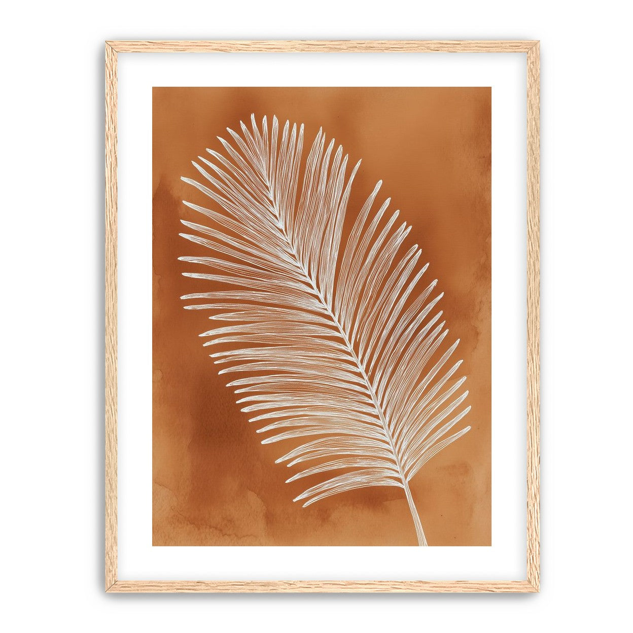 Palm frond in white ink