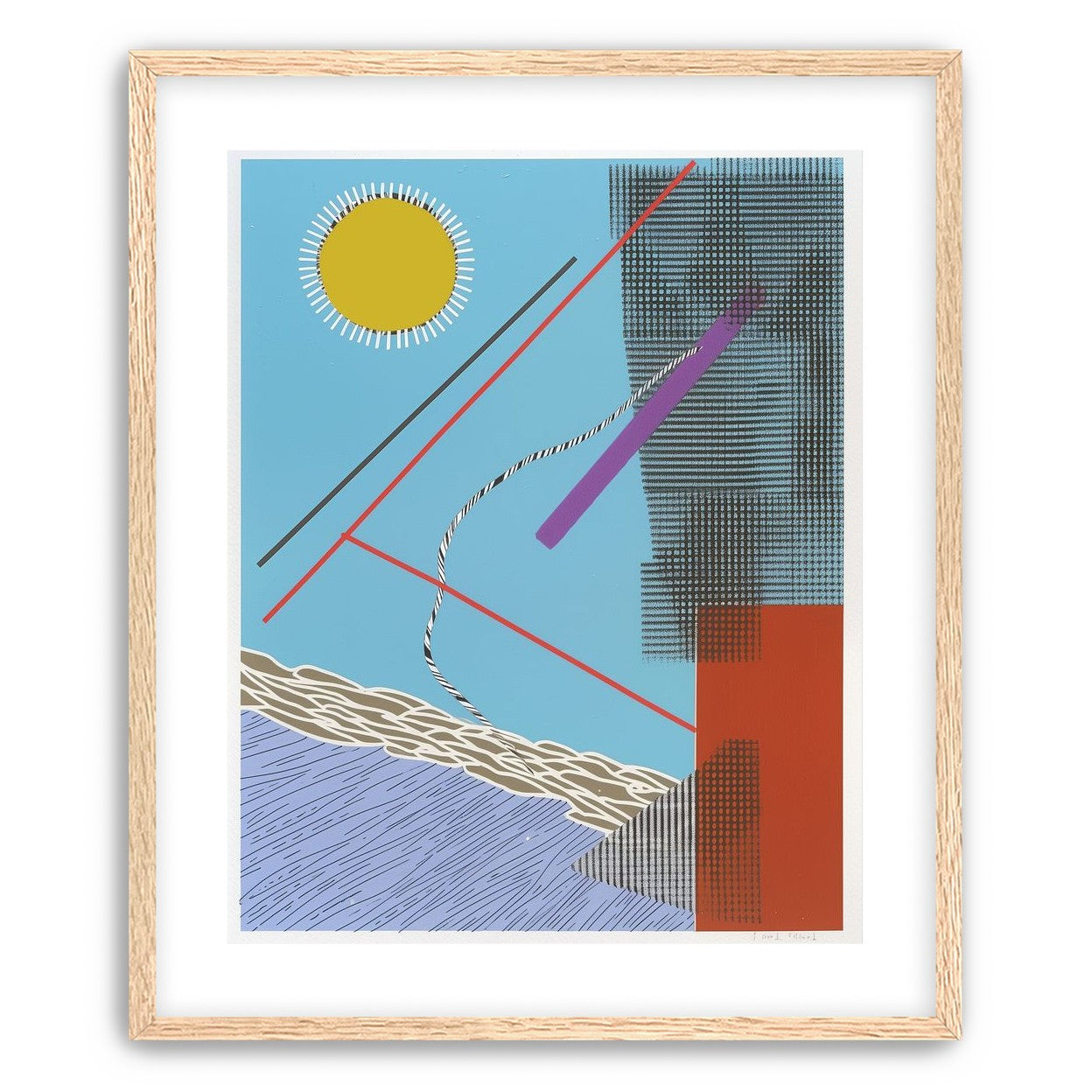 Yellow disc and crossed lines