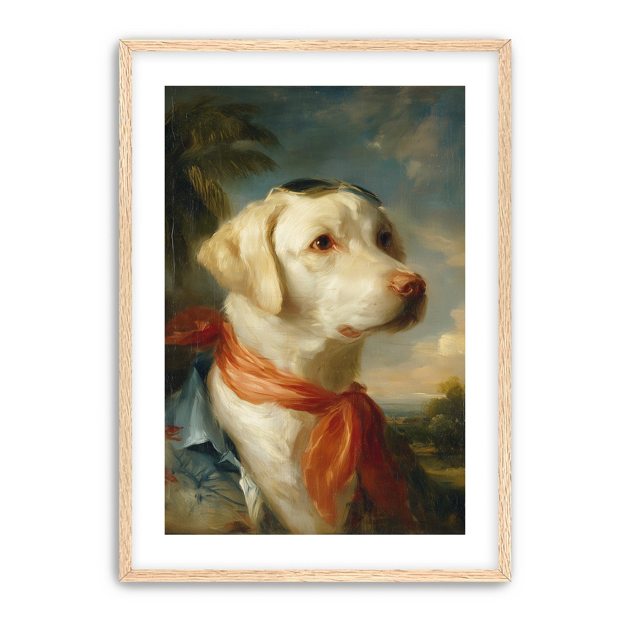 White dog in red scarf