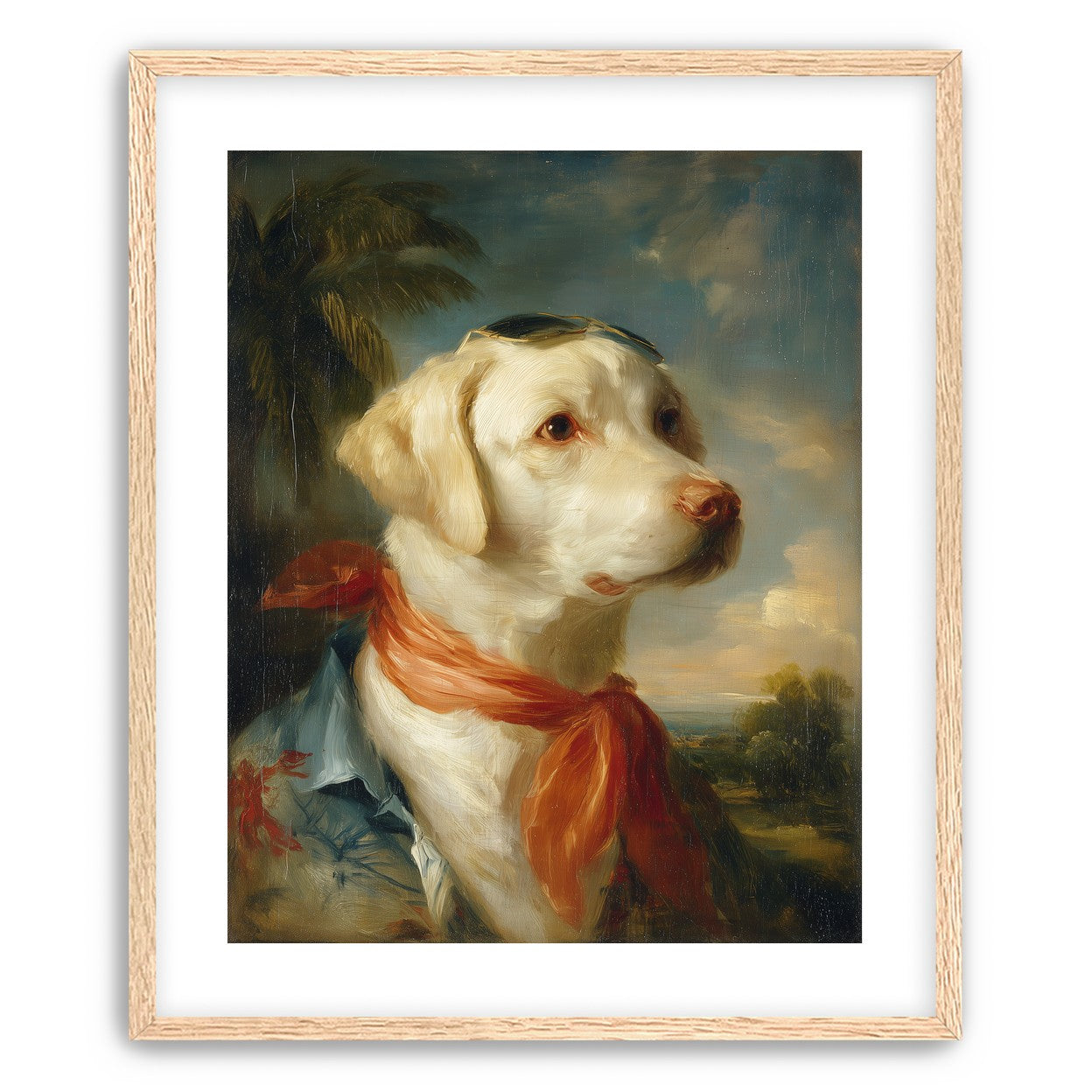 White dog in red scarf
