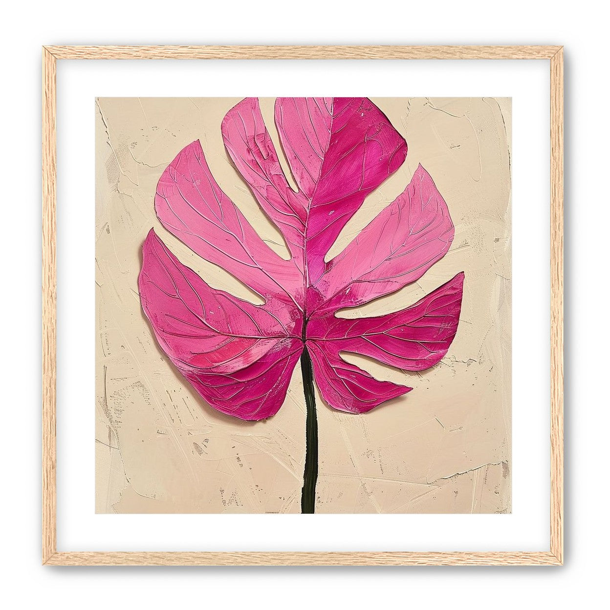 Pink leaf on plaster white