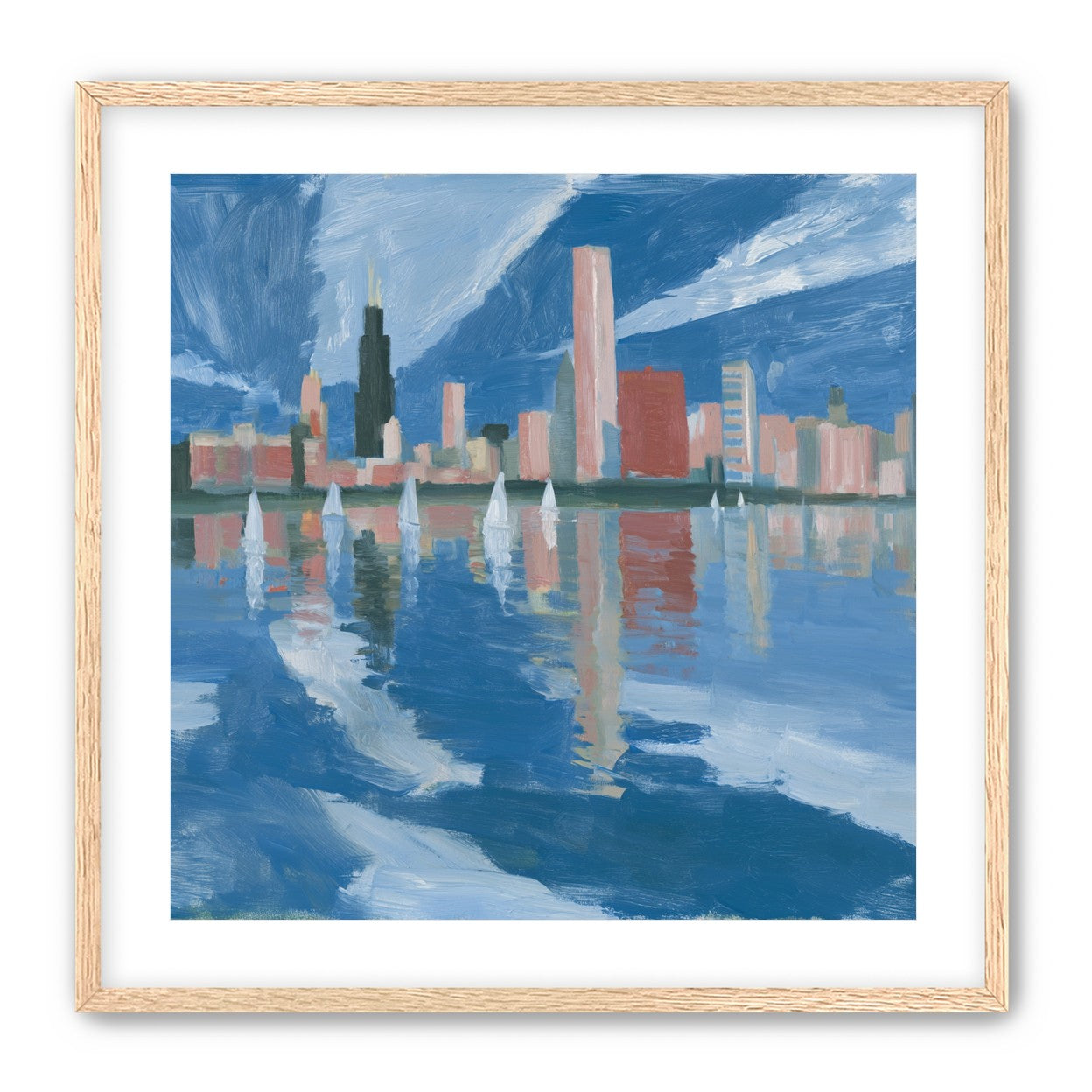 Sailboats before the mirrored skyline