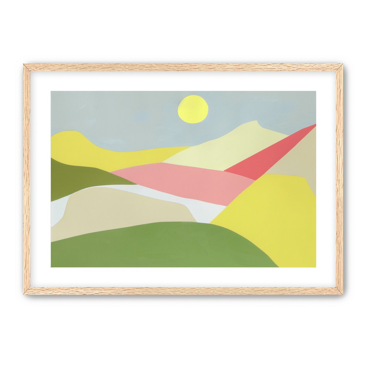 Yellow sun over red fields