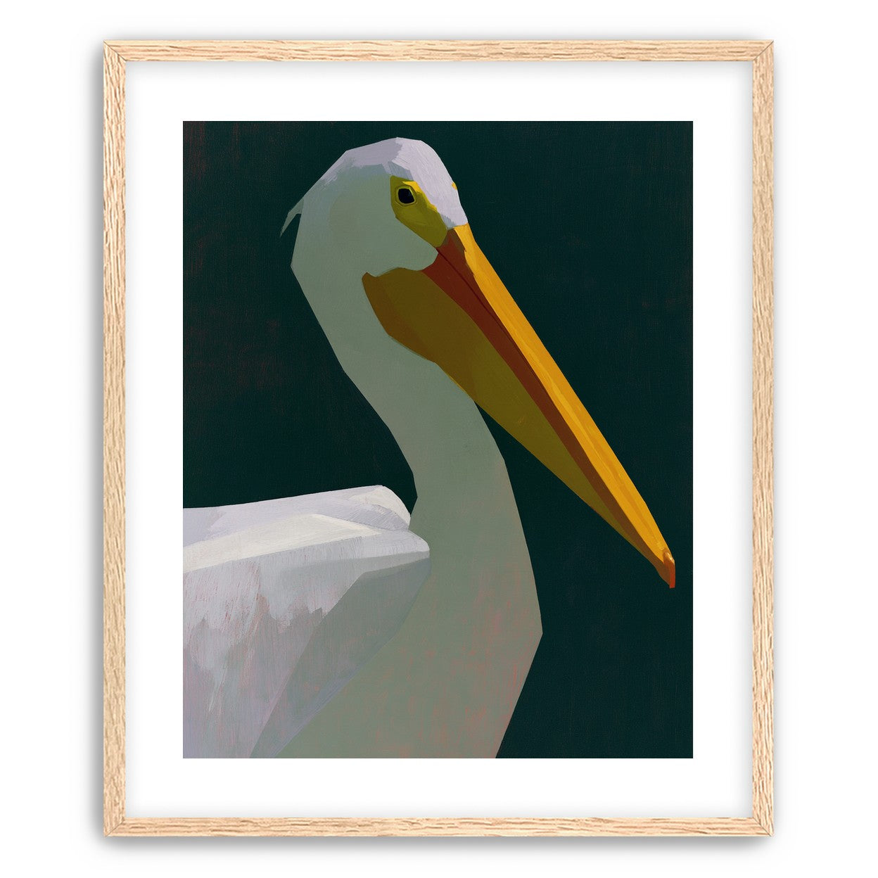 White pelican in deep green