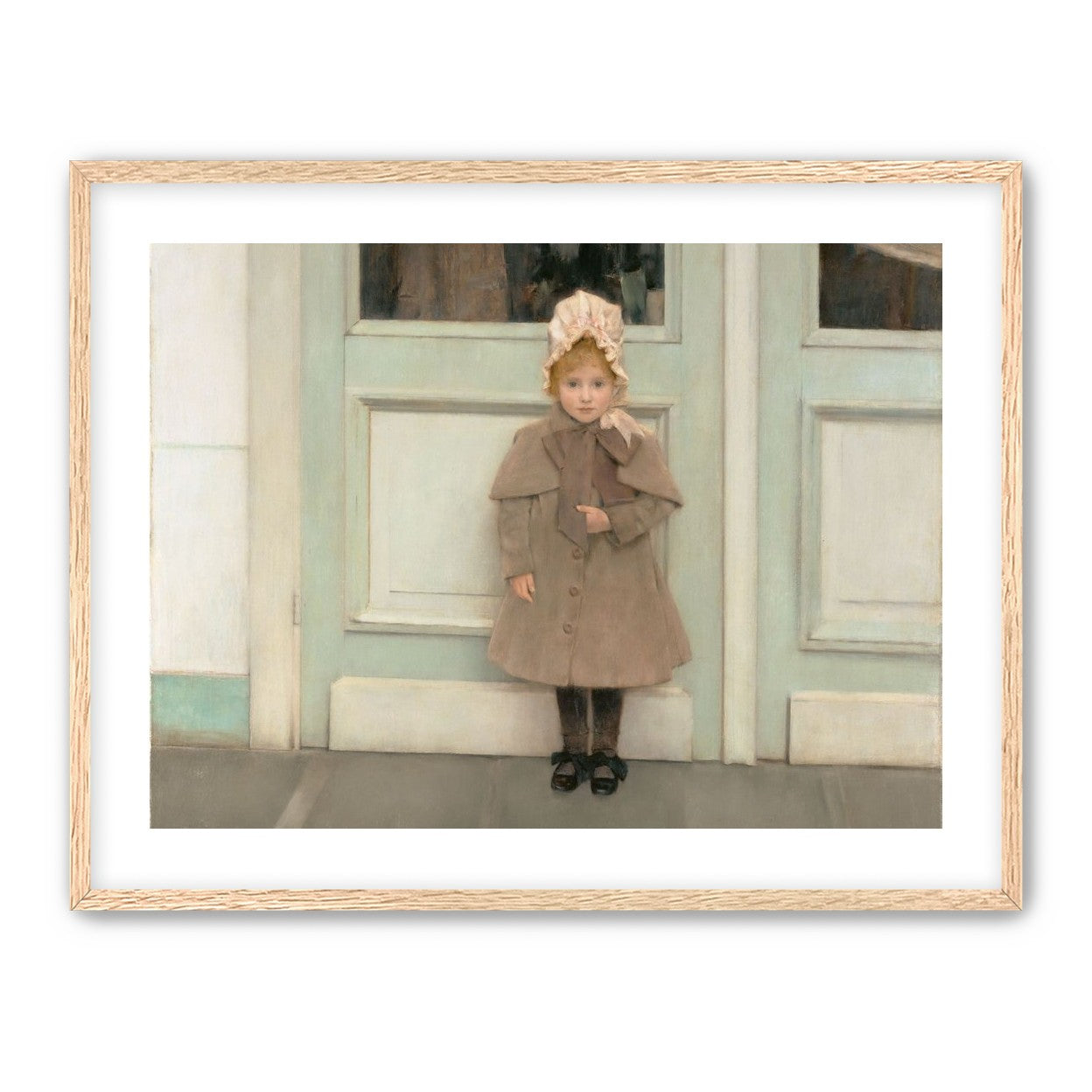 A child beneath pale doors