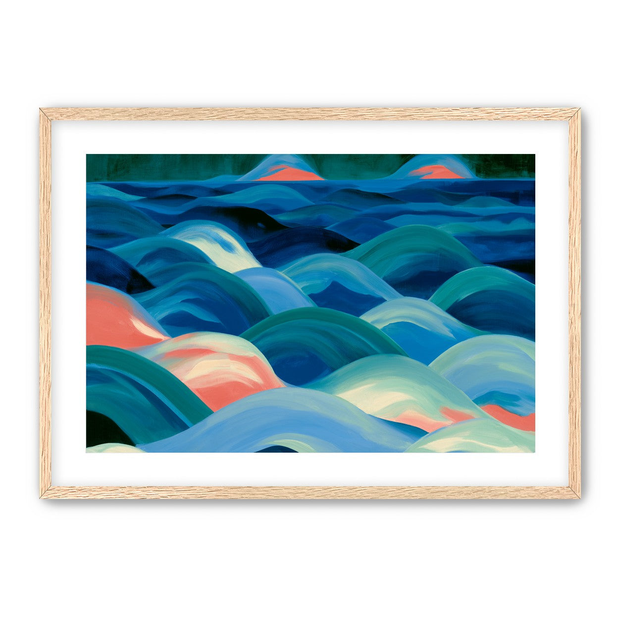 Pink light among blue waves