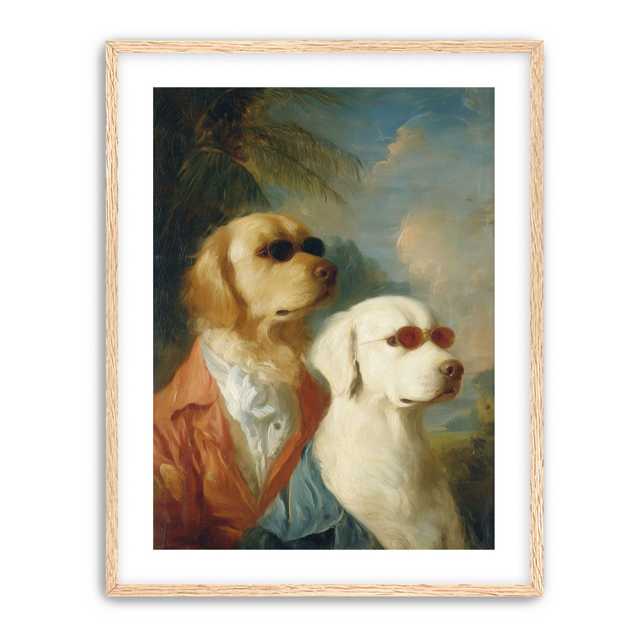 Two dogs in sunglasses